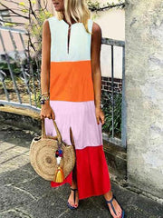 Women Stylish Printed V neck Sleeveless Maxi Dresses