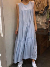 Casual Pure Gored Round neck Sleeveless Maxi Dresses