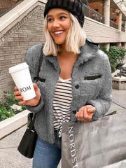 Fashion High collar Plush Short Coats