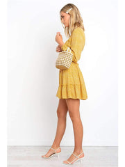 Fashion Stringy selvedge Drape Long sleeve Skater Dresses