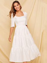 Fashion Gored Square collar Half sleeve Skater Dresses