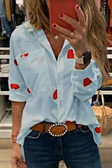 Fashion Print Long sleeve Lapel Blouses