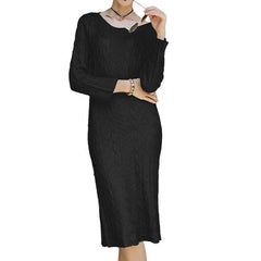 Fashion Pure Knit Long sleeve Tee Maxi Dresses