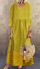 Fashion Round neck Gored Long sleeve Maxi Dresses