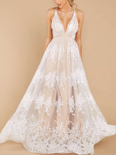 Sexy Pure Grenadine Embroidery V neck Sleeveless Evening Dresses