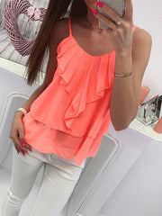 Women Colorful Summer Chiffon Plain Vests