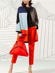 Fashion Gored Long sleeve Lapel Knit Coats