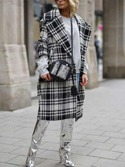 Fashion Plaid Lapel Long sleeve Coats