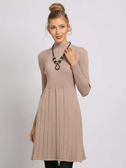 Fashion Knit Gored Long sleeve Sweater Skater Dresses