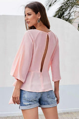 Pure Loose Snarls Round neck Blouses