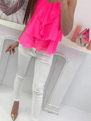 Women Colorful Summer Chiffon Plain Vests