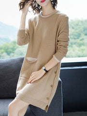 Many Colors Knitting Long Shift Sweater Dresses
