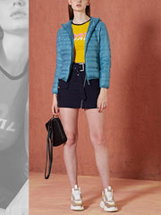 Woman White Duck Down Hooded Jacket Coats