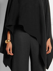 Black Crew Neck Batwing High Low Shirts & Tops