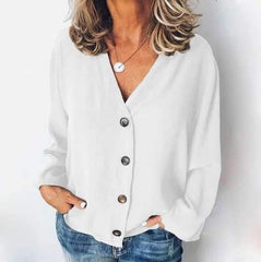 Fashion Pure V neck Long sleeve Blouses