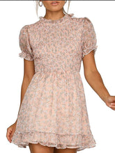 Fashion Print Falbala Short sleeve Skater Dresses
