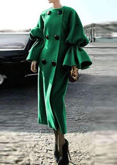 Fashion Pure Round neck Fastener Coats