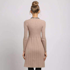 Fashion Knit Gored Long sleeve Sweater Skater Dresses