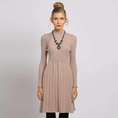 Fashion Knit Gored Long sleeve Sweater Skater Dresses