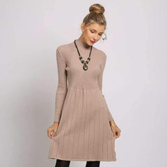 Fashion Knit Gored Long sleeve Sweater Skater Dresses