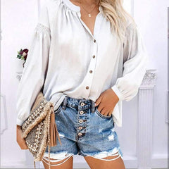 Fashion Pure Loose Long sleeve Blouses