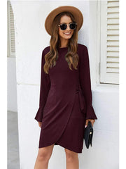 Pure Sexy Knit Round neck Lacing Skater Dresses