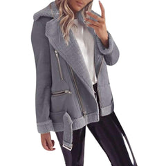 Fashion Plush Lapel Long sleeve Coats