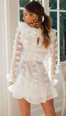 Sexy V neck Lace Long sleeve Skater Dresses