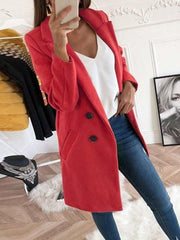 Fashion Pure Lapel Fastener Woolen overcoat
