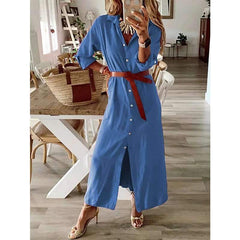 Fashion Fastener Long sleeve Skirt Maxi Dresses