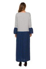 Fashion Gored Round neck Long sleeve Maxi Dresses