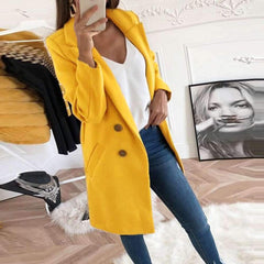 Fashion Pure Lapel Fastener Woolen overcoat