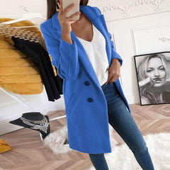 Fashion Pure Lapel Fastener Woolen overcoat