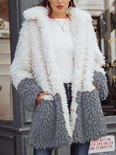Women long color matching turn down neck coats