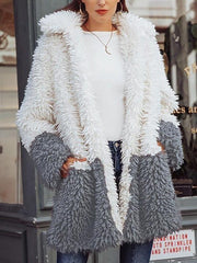 Women long color matching turn down neck coats