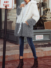 Women long color matching turn down neck coats