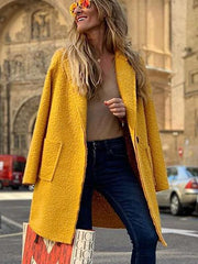 Fashion Loose Plush Long sleeve Pure Coats
