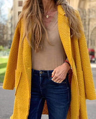 Fashion Loose Plush Long sleeve Pure Coats