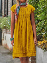 Casual loose women plain short sleeve midi dress shift dresses