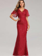 Sexy V neck Short sleeve Fishtail Evening Dresses