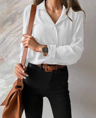 Pure Lapel Plus Long sleeve Blouses