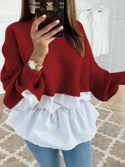 Fashion Knit Gored Long sleeve Sweaters