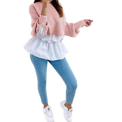 Fashion Knit Gored Long sleeve Sweaters