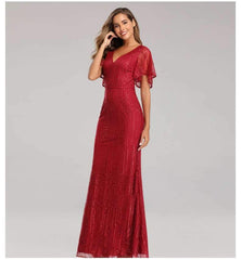 Sexy V neck Short sleeve Fishtail Evening Dresses