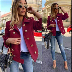 Pure Lapel Double-breasted Woollen Coat
