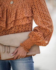 Fashion Pure Hollow out Falbala Puff sleeve Blouses