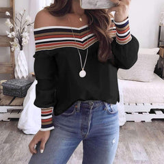 Fashion Off shoulder Gored Long sleeve Blouses