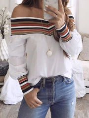 Fashion Off shoulder Gored Long sleeve Blouses