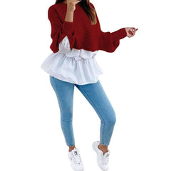Fashion Knit Gored Long sleeve Sweaters