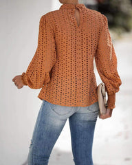 Fashion Pure Hollow out Falbala Puff sleeve Blouses